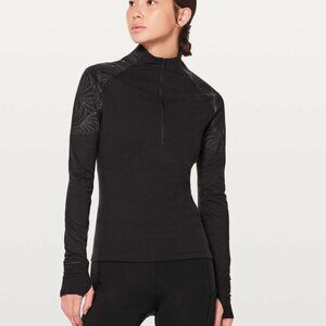 Lululemon Toasty Tech Black Pullover Half Zip Thumbholes Size 2 Long Sleeve